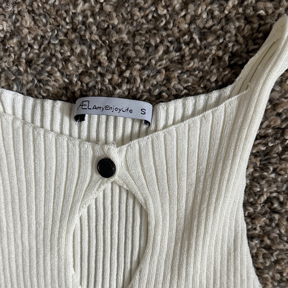 White Ribbed Tank Top - Picture 2 of 3
